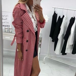 Ellie White Gingham Trench Coat